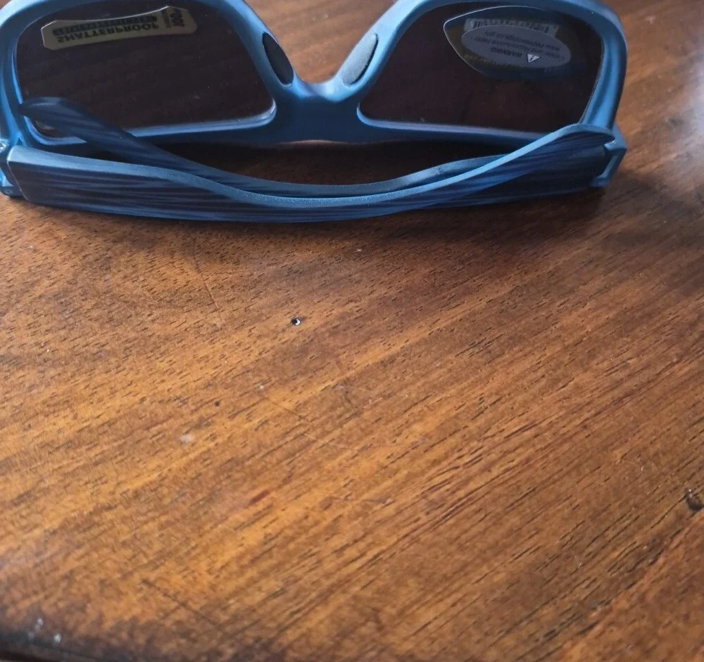 Impressions Shaterproof Blue Men’s Woodgrain Sunglasses with Dark Lenses